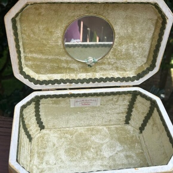 DECOUPAGE Octagon Handmade Flower Wood Lucite Handle PURSE - Picture 6 of 11